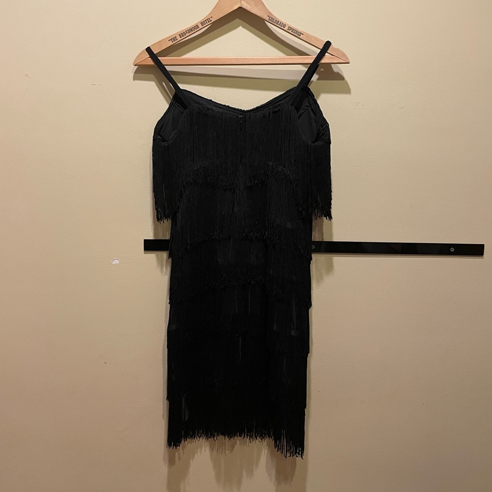 Latin Ballroom black fringed dance dress size small